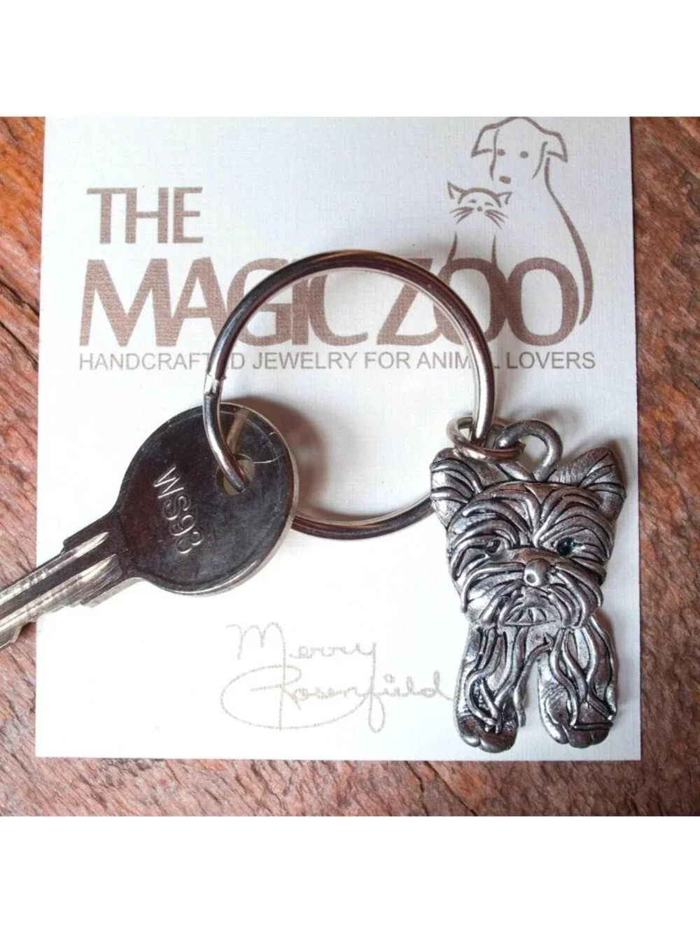 Handcrafted Pewter Dog Keychain - Cute Yorkie Gift for Women - Unique Pet